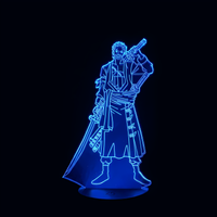 Lampe 3D LED One Piece Roronoa Zoro effet holographique fond noir