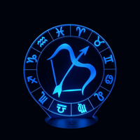 Lampe 3D LED Signe Astrologique Sagittaire effet holographique fond noir