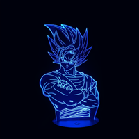 Lampe 3D LED Dragon Ball Z Sangoku effet holographique fond noir