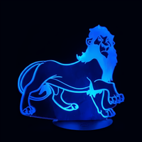 Lampe 3D LED Roi Lion Scar effet holographique fond noir