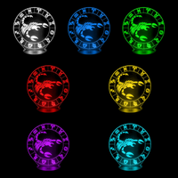Lampe 3D Signe Astrologique Scorpion 7 couleurs LED rouge vert bleu violet jaune cyan blanc