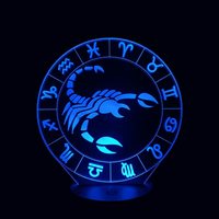 Lampe 3D LED Signe Astrologique Scorpion effet holographique fond noir