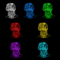 Lampe 3D My Hero Academia Shoto Todoroki 7 couleurs LED rouge vert bleu violet jaune cyan blanc