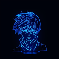 Lampe 3D LED My Hero Academia Shoto Todoroki effet holographique fond noir