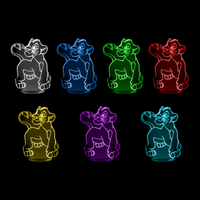 Lampe 3D Roi Lion Simba Petit 7 couleurs LED rouge vert bleu violet jaune cyan blanc