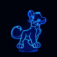 Lampe 3D LED Roi Lion Simba Enfant effet holographique fond noir