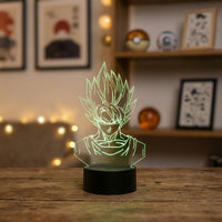 Dragon Ball Z Son Goku Super Saiyan Lamp used as a night light, bedroom decor and ambient lighting