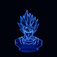 Lampe 3D LED Dragon Ball Z Son Goku Super Saiyan effet holographique fond noir