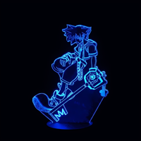 Lampe 3D LED Kingdom Hearts Sora effet holographique fond noir
