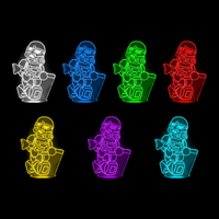 Lampe 3D Star Wars Stormtrooper 7 couleurs LED rouge vert bleu violet jaune cyan blanc