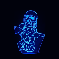 Lampe 3D LED Star Wars Stormtrooper effet holographique fond noir