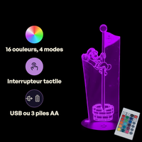 Caractéristiques lampe 3D LED Nintendo Super Mario Bros télécommande 16 couleurs USB ou piles