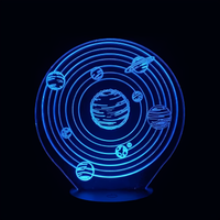 Lampe 3D LED Espace Système Solaire effet holographique fond noir