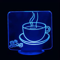 Lampe 3D LED d'Ambiance Tasse à Café effet holographique fond noir