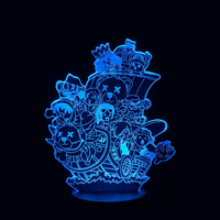 Lampe 3D LED One Piece Thousand Sunny effet holographique fond noir