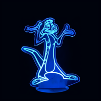 Lampe 3D LED Roi Lion Timon effet holographique fond noir