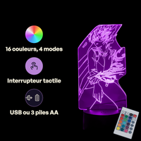 Caractéristiques lampe 3D LED My Hero Academia Todoroki Shoto télécommande 16 couleurs USB ou piles