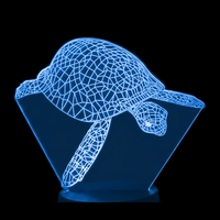 Lampe 3D LED Animal Tortue de Mer effet holographique fond noir