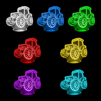 Lampe 3D Voiture Tracteur 7 couleurs LED rouge vert bleu violet jaune cyan blanc
