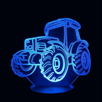 Lampe 3D LED Voiture Tracteur effet holographique fond noir