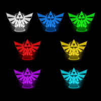 Lampe 3D Zelda Triforce 7 couleurs LED rouge vert bleu violet jaune cyan blanc