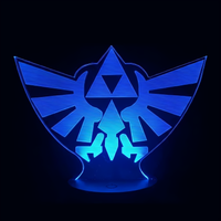 Lampe 3D LED Zelda Triforce effet holographique fond noir