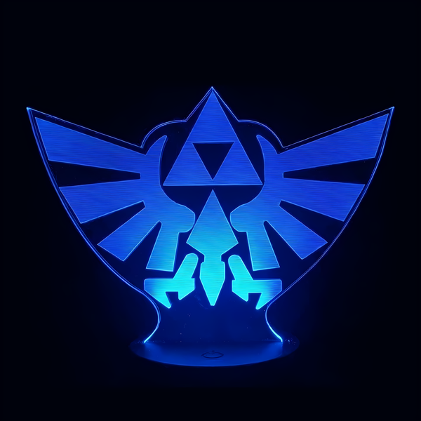 Lampe 3D LED Zelda Triforce effet holographique fond noir
