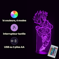 Dragon Ball Z Trunks Kid Lamp, specifications: remote control, 16 colours, USB or battery powered