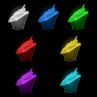 Lampe 3D Fusée Vaisseau Spatial 7 couleurs LED rouge vert bleu violet jaune cyan blanc