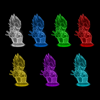 Lampe 3D Dragon Ball Z Vegeta SSJ 7 couleurs LED rouge vert bleu violet jaune cyan blanc