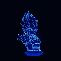 Lampe 3D LED Dragon Ball Z Vegeta SSJ effet holographique fond noir