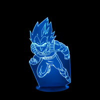 Lampe 3D LED Dragon Ball Z Vegeta effet holographique fond noir