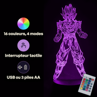 Dragon Ball Z Vegetto Blue Lamp, specifications: remote control, 16 colours, USB or battery powered