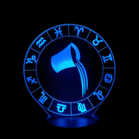 Lampe 3D LED Signe Astrologique Verseau effet holographique fond noir
