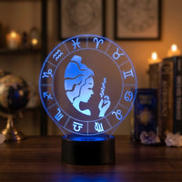 Virgo Astrological Sign Lamp used as a night light, bedroom decor and ambient lighting
