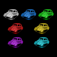 Lampe 3D Voiture Volkswagen Coccinelle 7 couleurs LED rouge vert bleu violet jaune cyan blanc