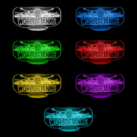 Lampe 3D Jeu Vidéo World of Tanks Logo 7 couleurs LED rouge vert bleu violet jaune cyan blanc