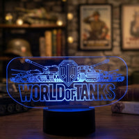 Lampe veilleuse Jeu Vidéo World of Tanks Logo décoration chambre ambiance LED