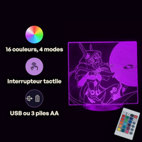 Caractéristiques lampe 3D LED League of Legends Xayah télécommande 16 couleurs USB ou piles