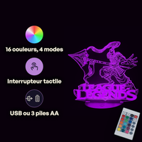 Caractéristiques lampe 3D LED League of Legends Xin Zhao télécommande 16 couleurs USB ou piles