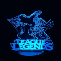 Lampe 3D LED League of Legends Xin Zhao effet holographique fond noir