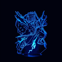 Lampe 3D LED Demon Slayer Agatsuma Zenitsu effet holographique fond noir