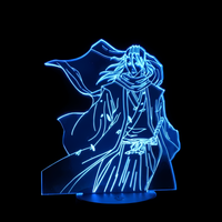 Lampe 3D LED Bleach Byakuya Kuchiki effet holographique fond noir