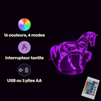Horse Animal Lamp, specifications: remote control, 16 colours, USB or battery powered