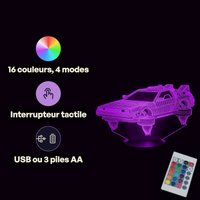 DeLorean Car Lamp | Back to the Future, specifications: remote control, 16 colours, USB or battery powered
