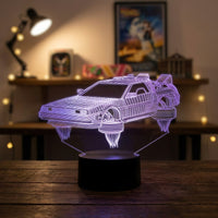 DeLorean Car Lamp | Back to the Future used as a night light, bedroom decor and ambient lighting