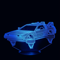Lampe 3D LED Voiture DeLorean | Retour vers le futur effet holographique fond noir