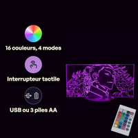 Caractéristiques lampe 3D LED Jujutsu Kaisen Geto Suguru télécommande 16 couleurs USB ou piles
