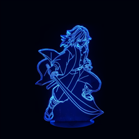 Lampe 3D LED Demon Slayer Giyu Tomioka effet holographique fond noir