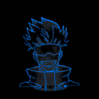 Lampe 3D LED Jujutsu Kaisen Gojo Heureux effet holographique fond noir